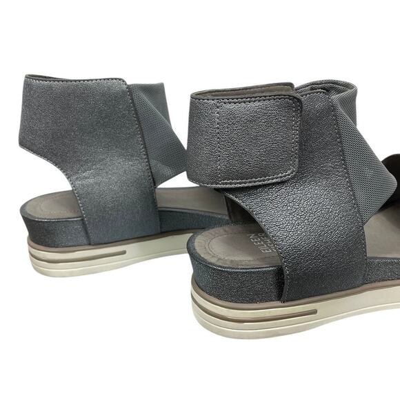 Eileen Fisher Spree Sport Platform Sandal Gray Silver Size 8.5 Leather Upper - Picture 6 of 13